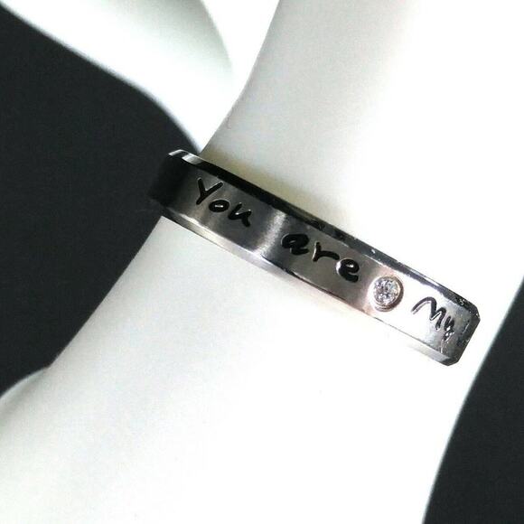"You are my Love" CZ Stainless Steel Ring Wedding Anniversary Promise US Size 8 - Picture 1 of 11